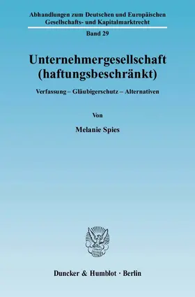Spies |  Unternehmergesellschaft (haftungsbeschränkt) | Buch |  Sack Fachmedien