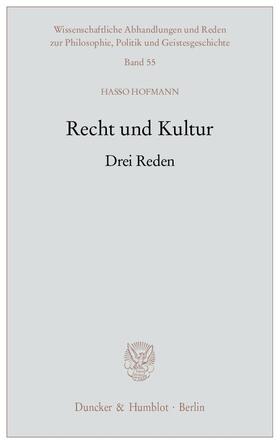 Hofmann |  Recht und Kultur | Buch |  Sack Fachmedien
