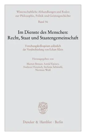 Breuer / Epiney / Haratsch |  Im Dienste des Menschen: Recht, Staat und Staatengemeinschaft | Buch |  Sack Fachmedien