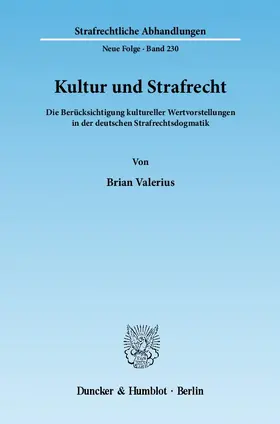 Valerius | Kultur und Strafrecht | Buch | 978-3-428-13261-4 | sack.de