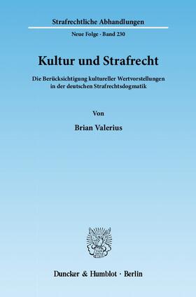 Valerius | Kultur und Strafrecht | Buch | 978-3-428-13261-4 | sack.de
