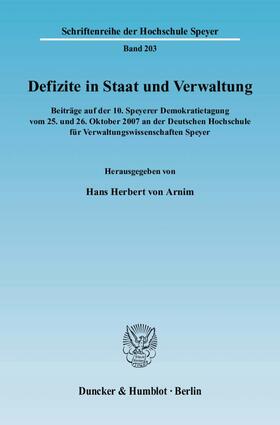 Arnim | Defizite in Staat und Verwaltung | Buch | 978-3-428-13262-1 | sack.de