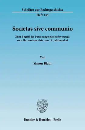 Blath |  Societas sive communio | Buch |  Sack Fachmedien