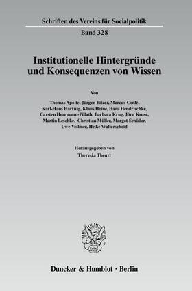 Theurl | Institutionelle Hintergründe und Konsequenzen von Wissen | Buch | 978-3-428-13370-3 | sack.de