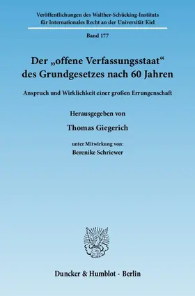 Giegerich |  Der "offene Verfassungsstaat" des Grundgesetzes nach 60 Jahren | Buch |  Sack Fachmedien