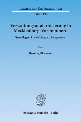 Biermann | Verwaltungsmodernisierung in Mecklenburg-Vorpommern | Buch | 978-3-428-13562-2 | sack.de