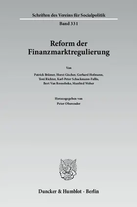 Oberender |  Reform der Finanzmarktregulierung | Buch |  Sack Fachmedien