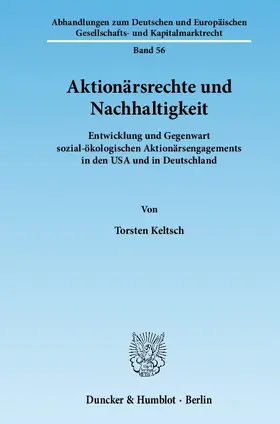 Keltsch |  Aktionärsrechte und Nachhaltigkeit | Buch |  Sack Fachmedien