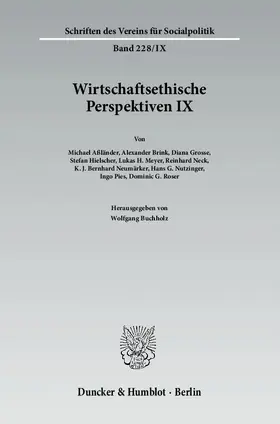 Buchholz |  Wirtschaftsethische Perspektiven IX | Buch |  Sack Fachmedien