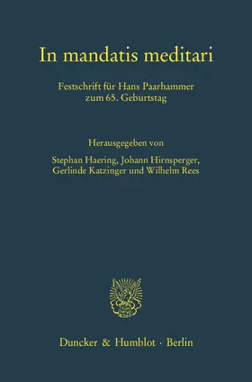 Haering / Hirnsperger / Katzinger |  In mandatis meditari | Buch |  Sack Fachmedien