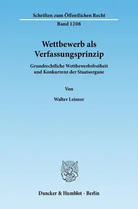 Leisner |  Wettbewerb als Verfassungsprinzip | Buch |  Sack Fachmedien