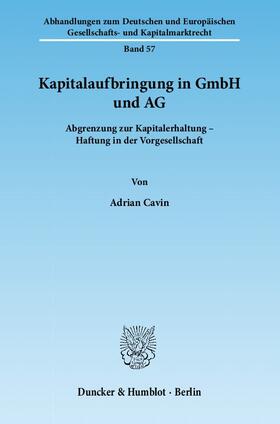 Cavin |  Kapitalaufbringung in GmbH und AG | Buch |  Sack Fachmedien