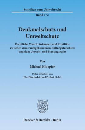 Kloepfer |  Kloepfer, M: Denkmalschutz und Umweltschutz | Buch |  Sack Fachmedien