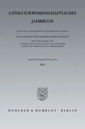 Kapp / Müller / Ridder |  Literaturwissenschaftliches Jahrbuch. | Buch |  Sack Fachmedien