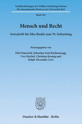 Hanschel / Kielmansegg / Kischel |  Mensch und Recht | Buch |  Sack Fachmedien
