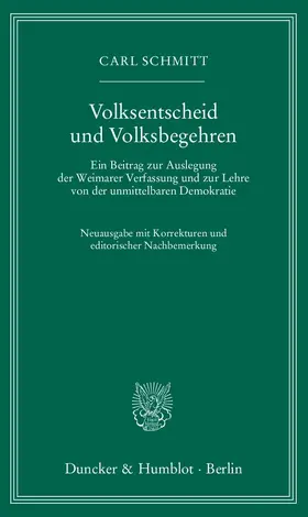Schmitt |  Volksentscheid und Volksbegehren. | Buch |  Sack Fachmedien