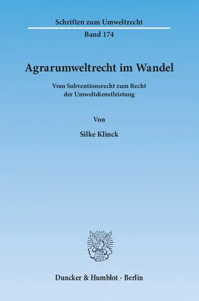 Klinck |  Agrarumweltrecht im Wandel | Buch |  Sack Fachmedien