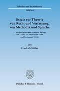 Müller |  Essais zur Theorie von Recht und Verfassung, von Methodik und Sprache | Buch |  Sack Fachmedien