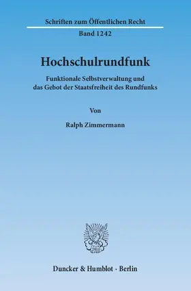 Zimmermann |  Hochschulrundfunk | Buch |  Sack Fachmedien