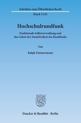 Zimmermann | Hochschulrundfunk | Buch | 978-3-428-14035-0 | sack.de