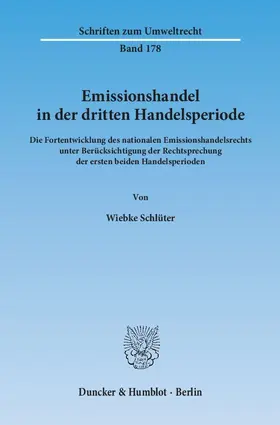 Schlüter |  Emissionshandel in der dritten Handelsperiode | Buch |  Sack Fachmedien
