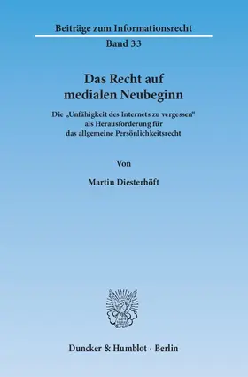 Diesterhöft |  Das Recht auf medialen Neubeginn | Buch |  Sack Fachmedien