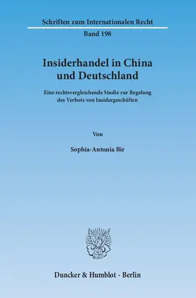 Bir | Insiderhandel in China und Deutschland | Buch | 978-3-428-14412-9 | sack.de