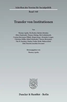 Apolte |  Transfer von Institutionen | Buch |  Sack Fachmedien