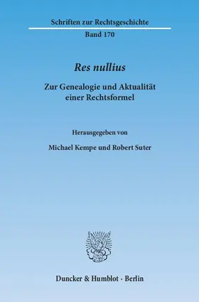 Kempe / Suter |  Res nullius. | Buch |  Sack Fachmedien