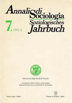 Zingerle |  Annali di Sociologia - Soziologisches Jahrbuch. | Buch |  Sack Fachmedien