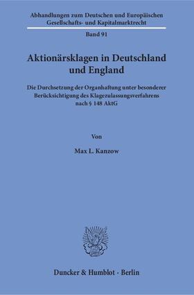 Kanzow |  Aktionärsklagen in Deutschland und England | Buch |  Sack Fachmedien