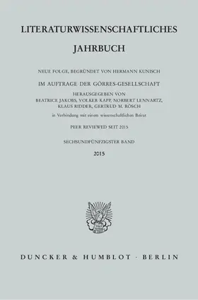 Jakobs / Kapp / Lennartz |  Literaturwissenschaftliches Jahrbuch | Buch |  Sack Fachmedien