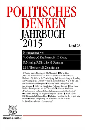 Thompson / Zehnpfennig / Gerhardt |  Politisches Denken. Jahrbuch 2015. | Buch |  Sack Fachmedien