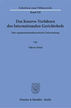 Priuli |  Das Kosovo-Verfahren des Internationalen Gerichtshofs | Buch |  Sack Fachmedien