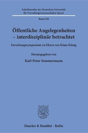 Sommermann |  Öffentliche Angelegenheiten - interdisziplinär betrachtet | Buch |  Sack Fachmedien
