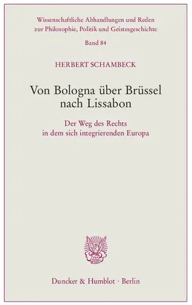 Schambeck |  Von Bologna über Brüssel nach Lissabon | Buch |  Sack Fachmedien