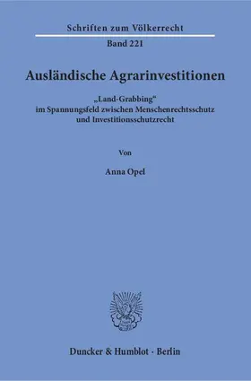 Opel |  Ausländische Agrarinvestitionen | Buch |  Sack Fachmedien