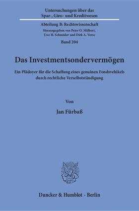 Fürbaß | Das Investmentsondervermögen | Buch | 978-3-428-15063-2 | sack.de