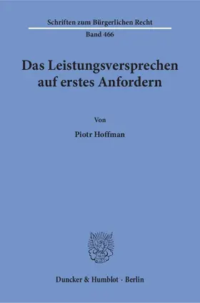 Hoffman |  Das Leistungsversprechen auf erstes Anfordern | Buch |  Sack Fachmedien