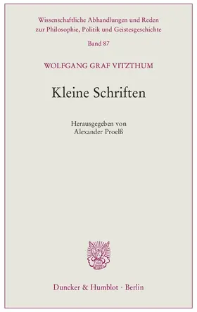 Proelß / Vitzthum |  Kleine Schriften. | Buch |  Sack Fachmedien