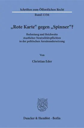 Eder | "Rote Karte" gegen "Spinner"? | Buch | 978-3-428-15281-0 | www.sack.de