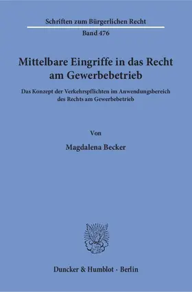 Becker |  Mittelbare Eingriffe in das Recht am Gewerbebetrieb | Buch |  Sack Fachmedien