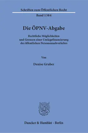 Gruber |  Die ÖPNV-Abgabe | Buch |  Sack Fachmedien