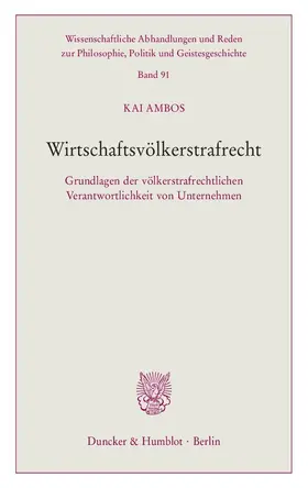 Ambos |  Wirtschaftsvölkerstrafrecht | Buch |  Sack Fachmedien