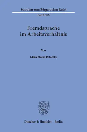 Pototzky | Fremdsprache im Arbeitsverhältnis. | Buch | 978-3-428-15901-7 | www.sack.de