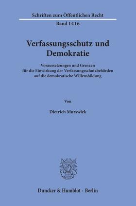 Murswiek | Verfassungsschutz und Demokratie | Buch | 978-3-428-15922-2 | sack.de