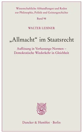 Leisner |  "Allmacht" im Staatsrecht. | Buch |  Sack Fachmedien