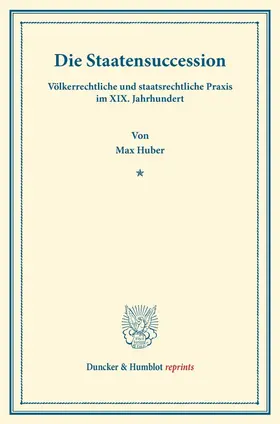Huber |  Die Staatensuccession | Buch |  Sack Fachmedien