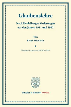 Troeltsch |  Glaubenslehre | Buch |  Sack Fachmedien