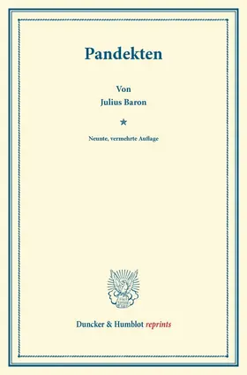 Baron |  Pandekten | Buch |  Sack Fachmedien